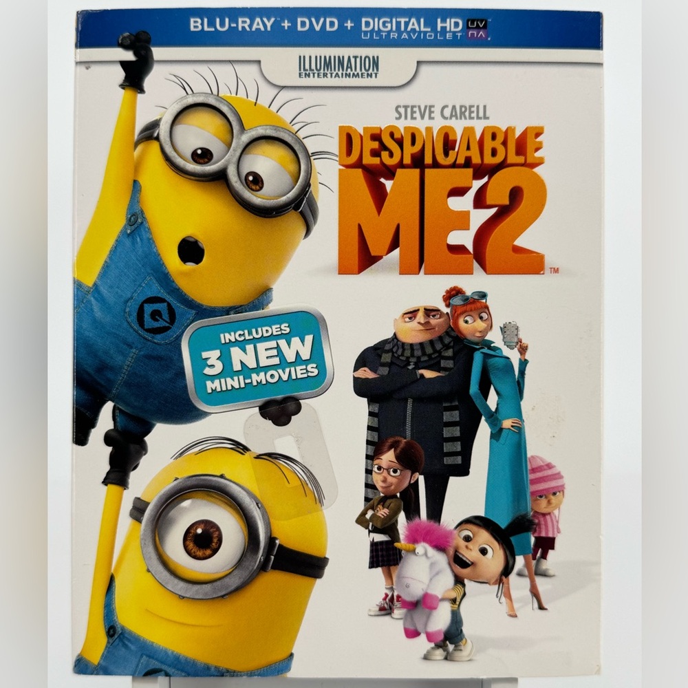 NWT. Despicable Me 2 Blu-ray + DVD + Digital HD. With Slipcover